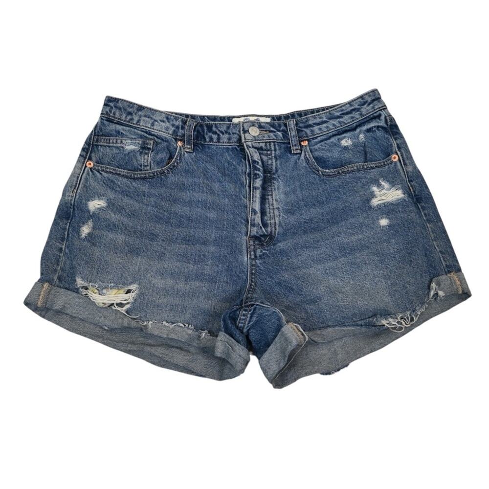We the Free Womens 31 Curvy Distressed Button Fly Denim Jean Short